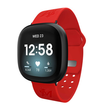 Image of Game Time Miami Marlins Engraved Silicone Watch Band Compatible with Fitbit Versa 3 and Sense (Red)