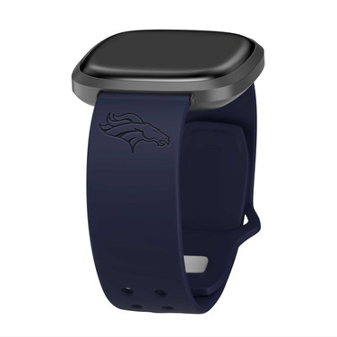 Image of Game Time Denver Broncos Engraved Silicone Watch Band Compatible with Fitbit Versa 3 and Sense (Navy)