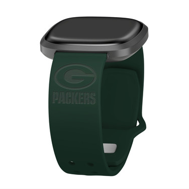 Game Time Green Bay Packers Engraved Silicone Watch Band Compatible with Fitbit Versa 3 and Sense (Green)