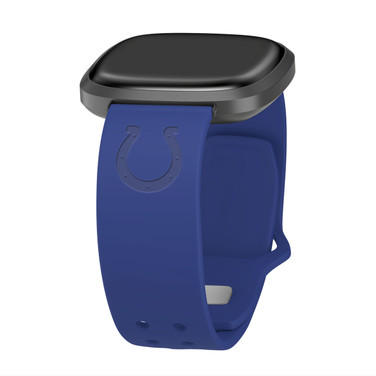 Image of Game Time Indianapolis Colts Engraved Silicone Watch Band Compatible with Fitbit Versa 3 and Sense (Blue)