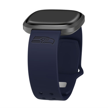 Game Time Seattle Seahawks Engraved Silicone Watch Band Compatible with Fitbit Versa 3 and Sense (Navy)