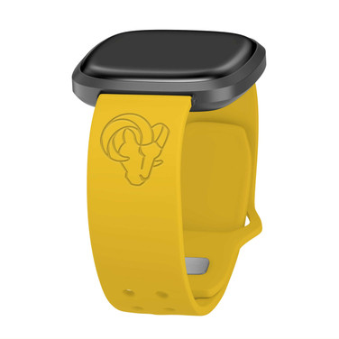 Image of Game Time Los Angeles Rams Engraved Silicone Watch Band Compatible with Fitbit Versa 3 and Sense (Yellow)