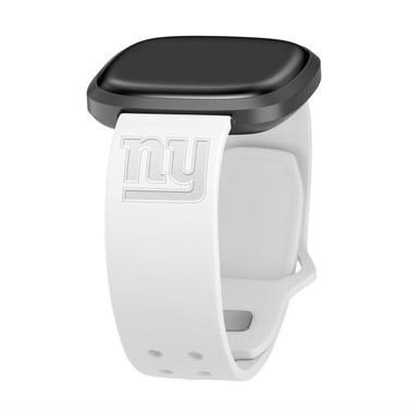 Game Time New York Giants Engraved Silicone Watch Band Compatible with Fitbit Versa 3 and Senses (White)