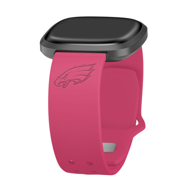Game Time Philadelphia Eagles Engraved Silicone Watch Band Compatible with Fitbit Versa 3 and Sense (Pink)