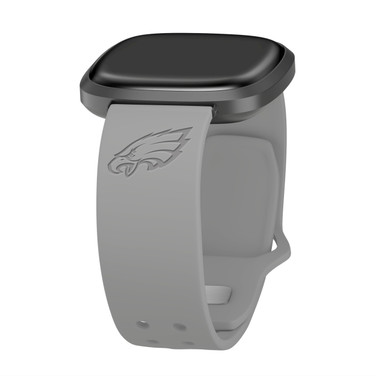 Image of Game Time Philadelphia Eagles Engraved Silicone Watch Band Compatible with Fitbit Versa 3 and Sense (Gray)