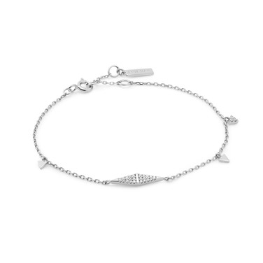 Ania Haie 6.5"+0.75" Geometric Chain Bracelet Rhodium-Plated Sterling Silver