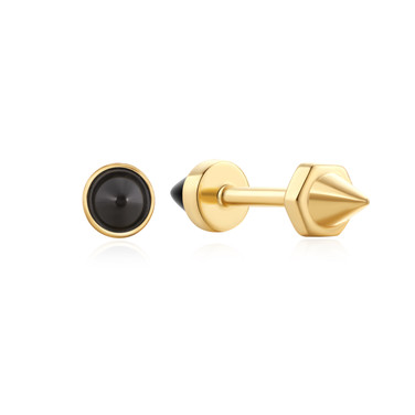 Ania Haie Black Agate Point Barbell Earrings Gold-Plated Sterling Silver