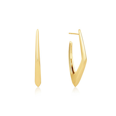 Image of Ania Haie Geometric Hoop Earrings Gold-Plated Sterling Silver