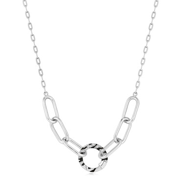 Ania Haie 18"+2" Tiger Chain Charm Connector Necklace Rhodium-Plated Sterling Silver