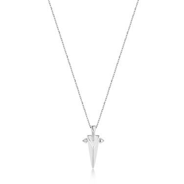 Ania Haie 18"+2" Geometric Point Pendant Necklace Rhodium-Plated Sterling Silver