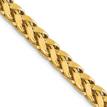 22" 14K Yellow Gold 5mm Semi-solid Diamond-cut Wheat Chain Necklace