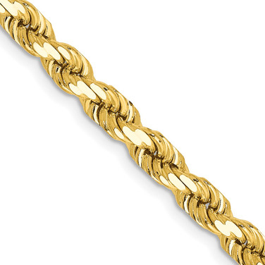 22" 10K Yellow Gold 4.5mm Diamond-Cut Rope Chain Necklace