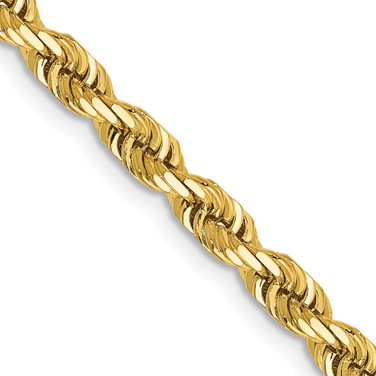 24" 14K Yellow Gold 4mm Diamond-cut Quadruple Rope Chain Necklace