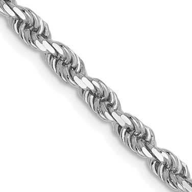 14K White Gold 3mm Diamond- cut Rope Chain 7062-22