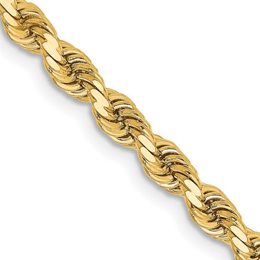 20" 14K Yellow Gold 3.25mm Diamond-cut Rope with Lobster Clasp Chain Necklace