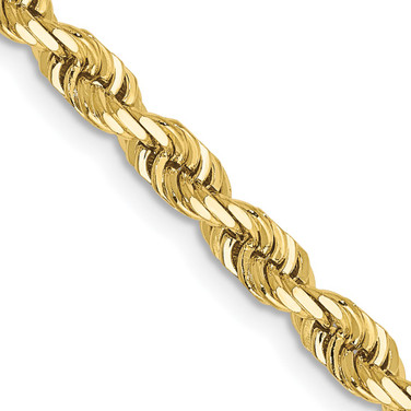 22" 10K Yellow Gold 4mm Diamond-cut Quadruple Rope Chain Necklace
