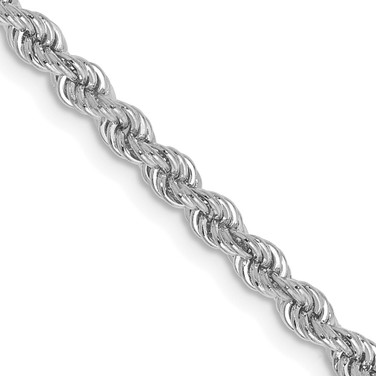 14K White Gold 22 inch 2.75mm Regular Rope with Lobster Clasp Chain