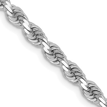 24" 10K White Gold 3.25mm Diamond-cut Rope Chain Necklace