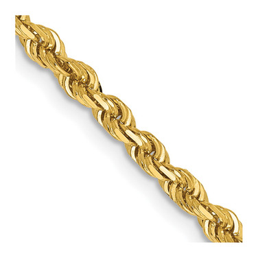 14K Yellow Gold 24 Inch 3mm Diamond-cut Quadruple Rope Lobster Clasp Chain