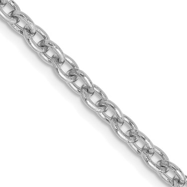 22" 14K White Gold 3.2mm Round Open Link Cable Chain Necklace