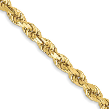 28" 10K Yellow Gold 3mm Diamond-cut Rope Chain Necklace
