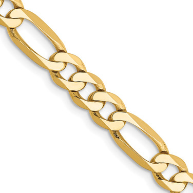 10k Yellow Gold 5.25mm Flat Figaro Chain 10FG140-22