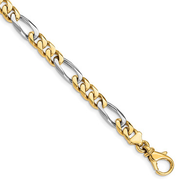 10k Two-tone Gold 6.1mm Hand-polished Fancy Link Bracelet 10LK488-8