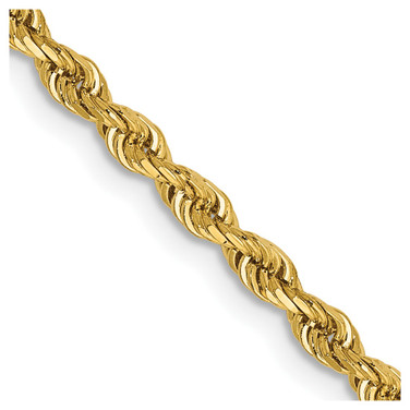 14K Yellow Gold 24 Inch 2.75mm Diamond-cut Quadruple Rope Lobster Clasp Chain