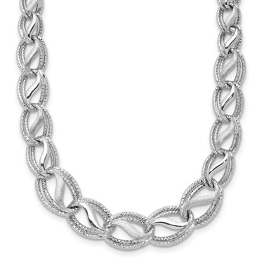 17" 14K White Gold 11mm Diamond-cut Chain Necklace