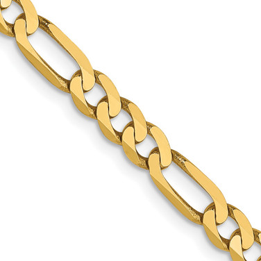 14K Yellow Gold 4mm Flat Figaro Chain 644-22
