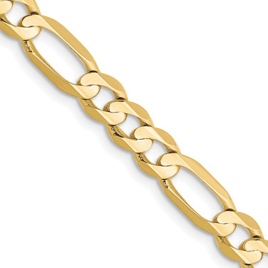 20" 10K Yellow Gold 5.5mm Light Concave Figaro Chain Necklace