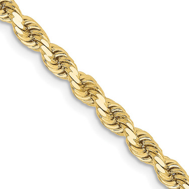 18" 10K Yellow Gold 3.25mm Diamond-cut Rope Chain Necklace