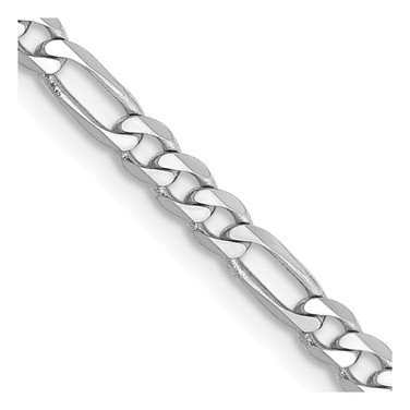 26" 14K White Gold 3mm Flat Figaro Chain Necklace