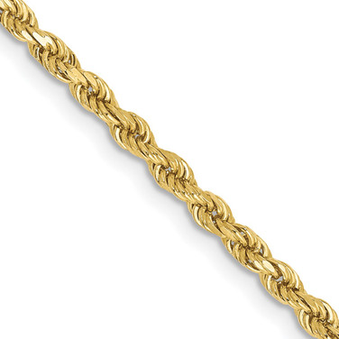 26" 10K Yellow Gold 2.25mm Diamond-cut Rope Chain Necklace
