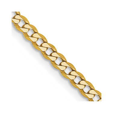 30" 14K Yellow Gold 2.3mm Flat Beveled Curb Chain Necklace