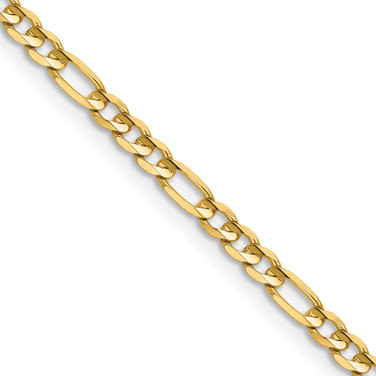 14K Yellow Gold 24 inch 3mm Concave Open Figaro with Lobster Clasp Chain