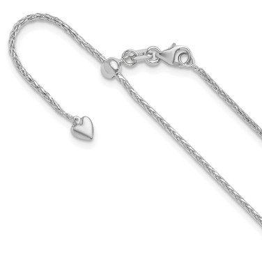 14K White Gold Adjustable 1.3mm Diamond-cut Wheat Chain