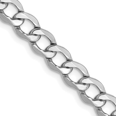 14K White Gold 16 inch 5.25mm Hollow Curb with Lobster Clasp Chain