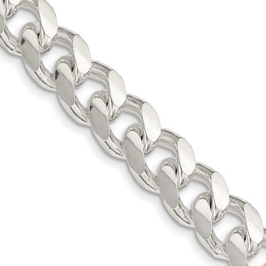 Sterling Silver 10.5mm Domed w/ Side Diamond-cut Curb Chain QRC300-22