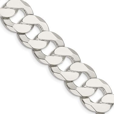 20" Sterling Silver 16mm Flat Curb Chain Necklace