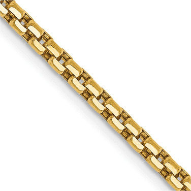 14K Yellow Gold 18 inch 2.45mm Hollow Round Box with Lobster Clasp Chain