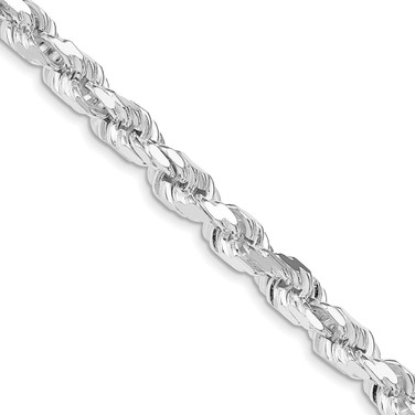 Sterling Silver Rhodium-plated 7mm Diamond-cut Rope Chain QDC140R-22