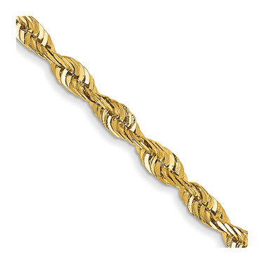 14K Yellow Gold 18 inch 2.25mm Extra Light Diamond-cut Rope with Lobster Clasp Chain