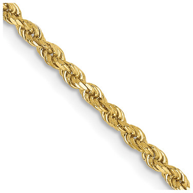 20" 10K Yellow Gold 2mm Diamond-cut Rope Chain Necklace