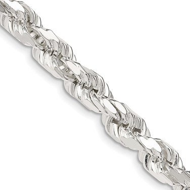 Sterling Silver 7mm Diamond-cut Rope Chain QDC140-24