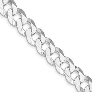 Sterling Silver Rhodium-plated 10.6mm Beveled Curb Chain QFB250R-24