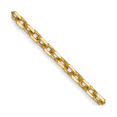 22" 14K Yellow Gold 1.8mm Diamond-cut Round Open Link Cable Chain Necklace