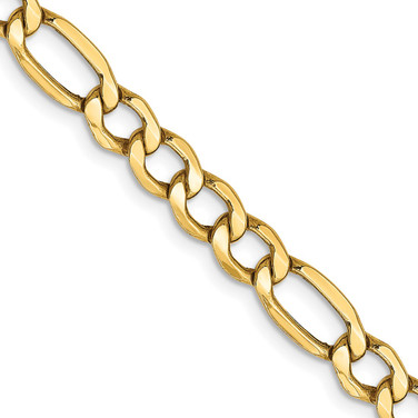 16" 10K Yellow Gold 5.35mm Semi-Solid Figaro Chain Necklace