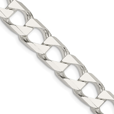 20" Sterling Silver 10.3mm Flat Open Curb Chain Necklace