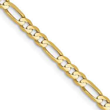 22" 10K Yellow Gold 3mm Concave Figaro Chain Necklace